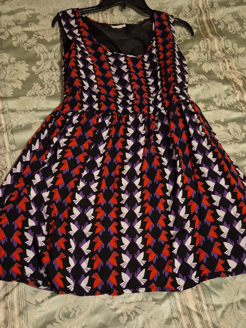 Tulle Black Red Purple White Geometric Midi Dress